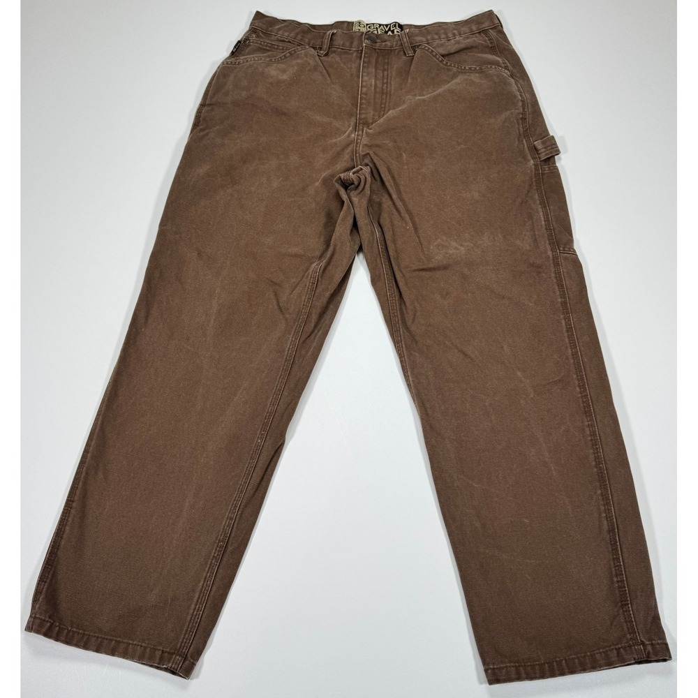Gravel Gear Carpenter Duck Canvas Work Pants Mens 34x30 Fit 32x28 Brown Relaxed